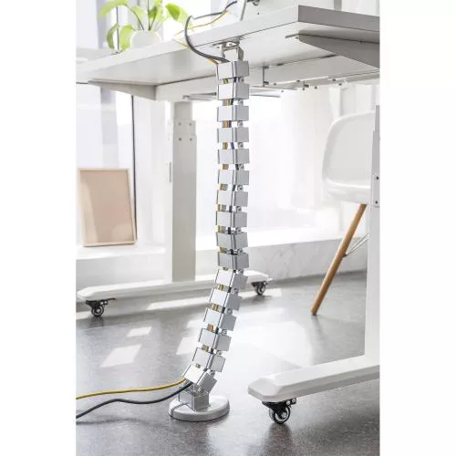 Flexibler Kabelkanal mit Tischbefestigung – 4-Kammer-System – bis 1,28 m – grau