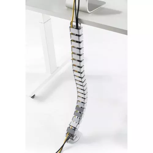 Flexibler Kabelkanal mit Tischbefestigung – 4-Kammer-System – bis 1,28 m – grau