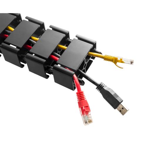 InLine® Kabelkanal flexibel für höhenverstellbare Tische 4 Kammern 68x36mm max. 1,28m schwarz