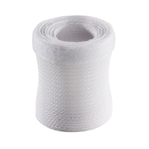 Preview: Kabelschlauch Gewebeschlauch – 1 m x 25 mm – Weiß – mit Klettverschluss