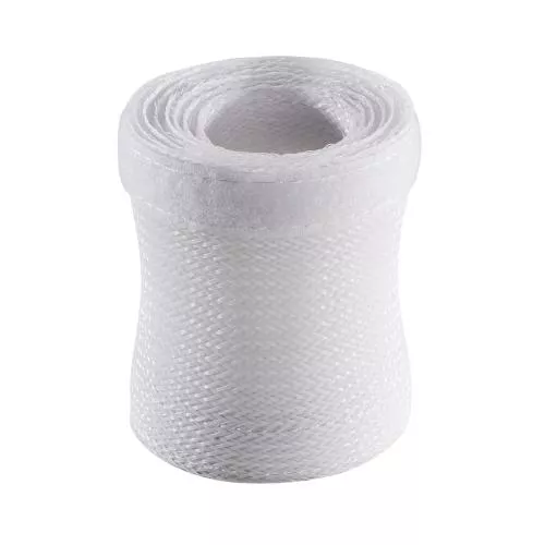 Kabelschlauch Gewebeschlauch – 1 m x 25 mm – Weiß – mit Klettverschluss