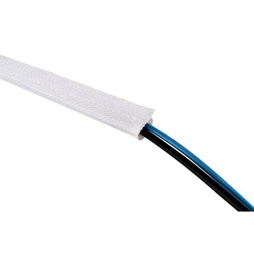 Kabelschlauch Gewebeschlauch – 1 m x 25 mm – Weiß – mit Klettverschluss