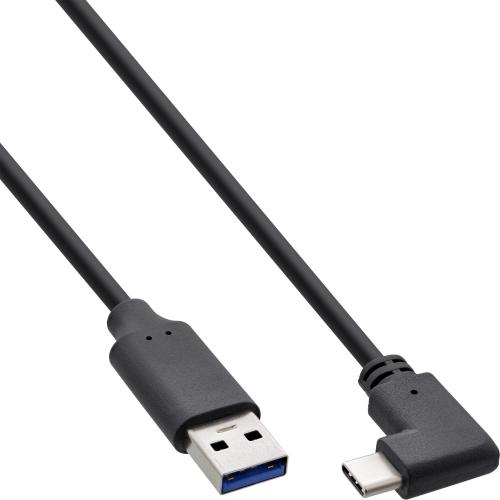 InLine® USB 3.2 Kabel USB Typ-C Stecker gewinkelt an A Stecker schwarz