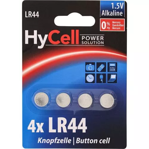 HyCell Batterie Alkaline Knopfzelle Typ LR44 4er Blister