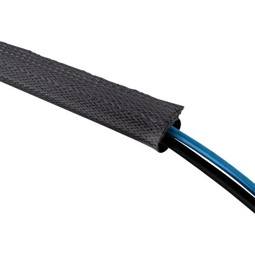 Kabelschlauch Gewebeschlauch – 1 m x 40 mm – Schwarz – mit Klettverschluss
