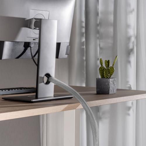 Preview: Kabelschlauch Gewebeschlauch – 1 m x 25 mm – Grau – mit Klettverschluss