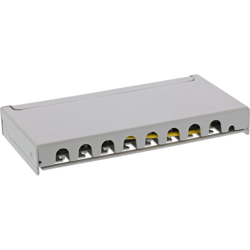Preview: Patchpanel Cat.6A – 8-fach, 0,5HE, Tisch/Wandmontage, lichtgrau (RAL 7035)
