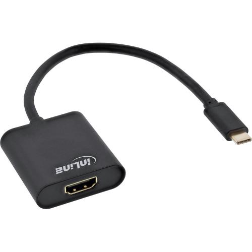 Preview: InLine® USB Display Konverter USB Typ-C Stecker zu HDMI Buchse (DP Alt Mode) 4K2K schwarz 0,2m
