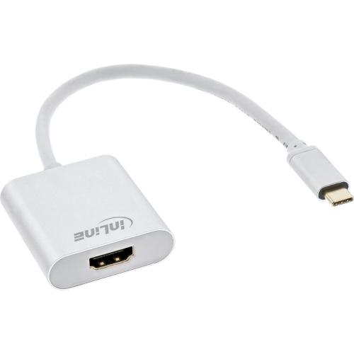 Preview: InLine® USB Display Konverter USB Typ-C Stecker zu HDMI Buchse (DP Alt Mode) 4K2K silber 0,2m