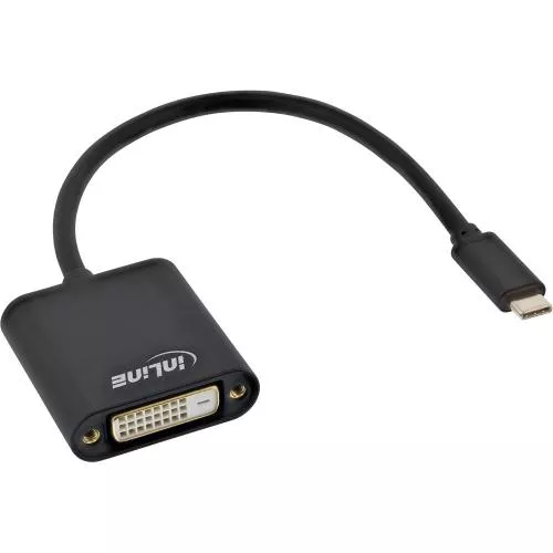 InLine® USB Display Konverter USB Typ-C Stecker zu DVI Buchse (DP Alt Mode) schwarz 0,2m