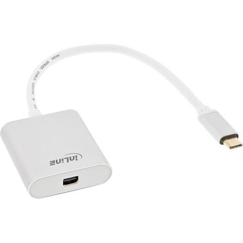Preview: InLine® USB Display Konverter USB Typ-C Stecker zu Mini DisplayPort Buchse (DP Alt Mode) 4K2K silber 0,2m