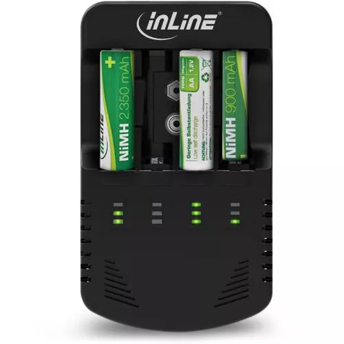 InLine® Ladegerät NiCd+NiMH AA und AAA und 9V Block