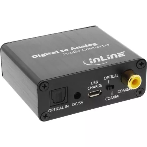 InLine® Audio Konverter Digital zu Analog Toslink und Cinch Eingang zu Cinch Stereo Ausgang USB Power