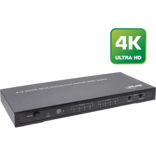 InLine® HDMI Matrix Switch Umschalter 4K2K 4 Eingänge auf 2 Ausgänge
