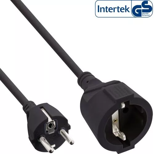 InLine® Strom-Verlängerung Schutzkontakt Stecker / Buchse schwarz 15m