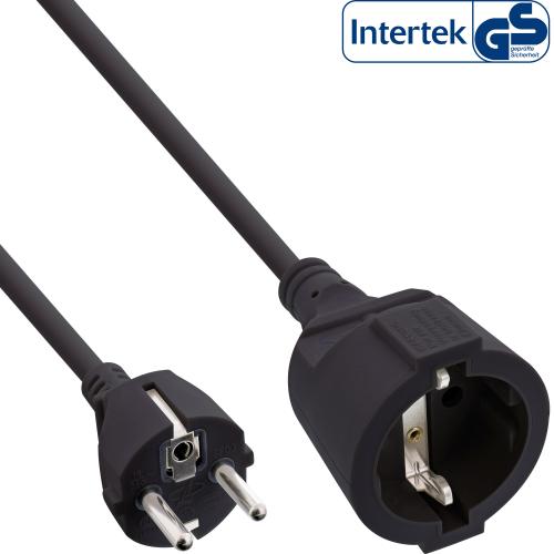 InLine® Strom-Verlängerung Schutzkontakt Stecker / Buchse schwarz 7m