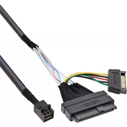 InLine® U.2 Anschlusskabel SSD mit U.2 (SFF-8639) an SFF-8643 + Strom 0,75m