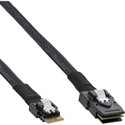 Preview: InLine® Slim SAS Kabel SFF-8654 zu Mini SAS SFF-8087 12Gb/s 1m
