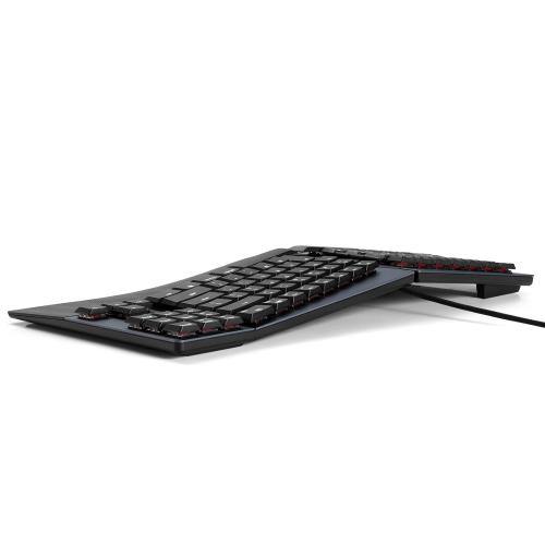 Perixx PERIBOARD-335 DE RD Kabelgebundene ergonomische mechanische kompakte Tastatur - flache rote lineare Schalter