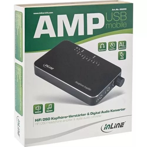 InLine® Mobile AmpUSB Hi-Res AUDIO HiFi DSD Kopfhörer-Verstärker USB Digital Audio Konverter 384kHz/32-Bit