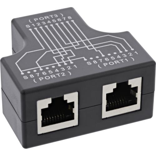 RJ45-Port-Doubler Cat.5e, STP-geschirmt, Buchse auf 2x Buchse