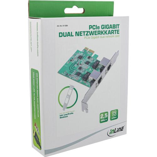 Preview: Dual 2.5G Netzwerkkarte – 2x RJ45, PCIe x1, inkl. Low Profile Slotblech