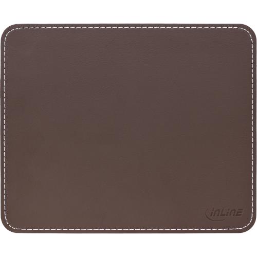 InLine® Maus-Pad Premium Kunstleder braun 255x220x3mm