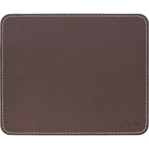 InLine® Maus-Pad Premium Kunstleder braun 255x220x3mm