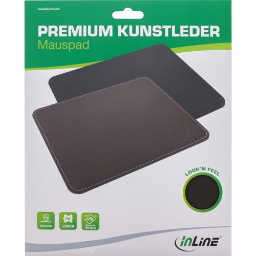 InLine® Maus-Pad Premium Kunstleder braun 255x220x3mm