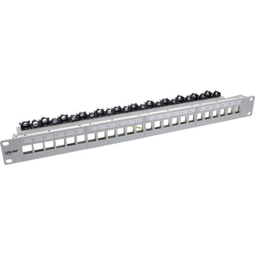 Patchpanel Leerblech – 24-fach, 19" (48,26 cm), 1HE, lichtgrau, robuste Metallausführung