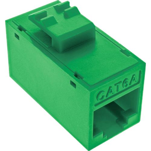 Preview: 8er-Pack RJ45 Keystone-Module Cat.6A, ungeschirmt, Buchse/Buchse, Snap-In, grün