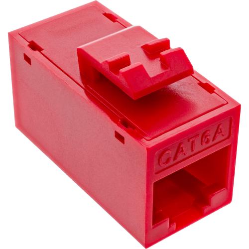 8er-Pack RJ45 Keystone-Module Cat.6A, ungeschirmt, Buchse/Buchse, Snap-In, rot