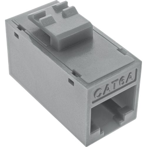 Preview: 8er-Pack RJ45 Keystone-Module Cat.6A, ungeschirmt, Buchse/Buchse, Snap-In, grau