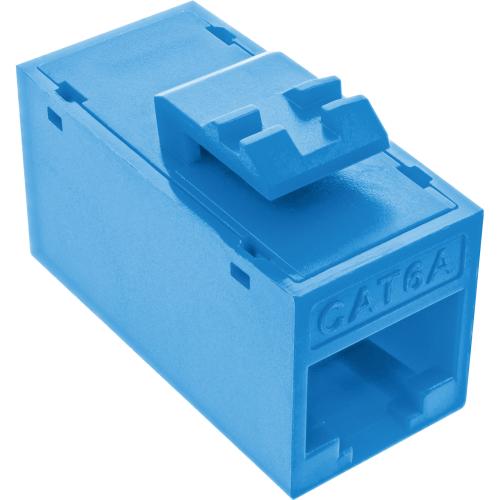 8er-Pack RJ45 Keystone-Module Cat.6A, ungeschirmt, Buchse/Buchse, Snap-In, blau