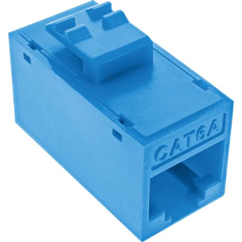 Preview: 8er-Pack RJ45 Keystone-Module Cat.6A, ungeschirmt, Buchse/Buchse, Snap-In, blau