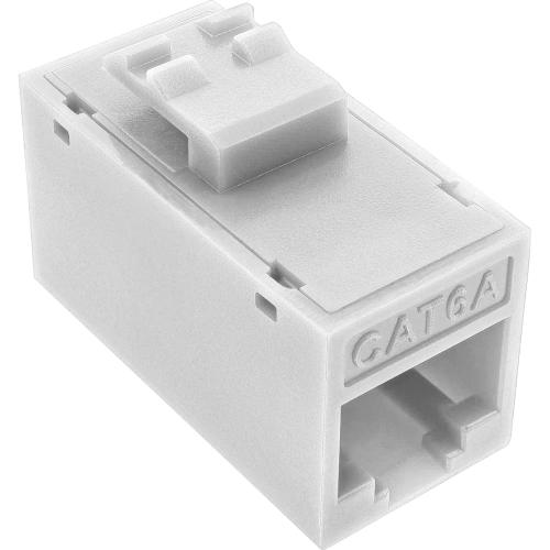 Preview: 8er-Pack RJ45 Keystone-Module Cat.6A, ungeschirmt, Buchse/Buchse, Snap-In, weiß