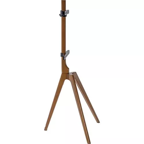 TV-Standfuß woodstand – Dreibein – 45"–65" – Massivholz Walnuss – mit Kabelmanagement
