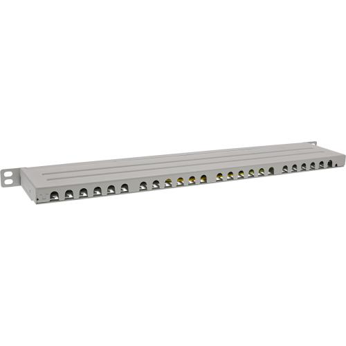 Preview: Patchpanel Cat.6A – 24-fach, 19" (48,26 cm), 0,5HE, grau, mit Staubschutz