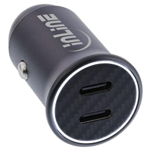 InLine® USB KFZ Stromadapter Power Delivery, 2x USB Typ-C, schwarz