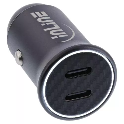 InLine® USB KFZ Stromadapter Power Delivery, 2x USB Typ-C, schwarz