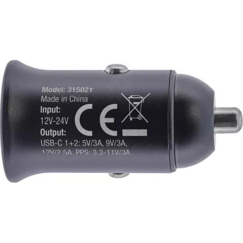 InLine® USB KFZ Stromadapter Power Delivery, 2x USB Typ-C, schwarz