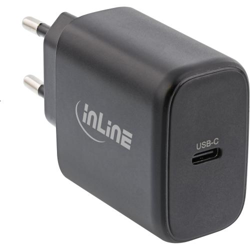 InLine® USB PD Netzteil, GaN Ladegerät, Single USB-C, Power Delivery, 65W, schwarz