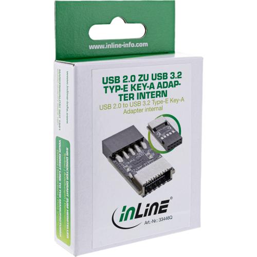 Preview: InLine® USB 2.0 zu USB 3.2 Typ-E Key-A Adapter intern