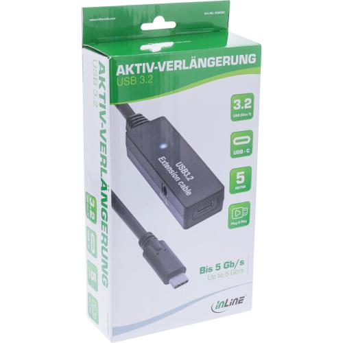 Preview: InLine® USB 3.2 Gen.1 Aktiv-Verlängerung, USB-C Stecker an USB-C Buchse, 5m Preview: InLine® USB 3.2 Gen.1 Aktiv-Verlängerung, USB-C Stecker an USB-C Buchse, 5m