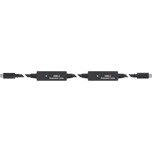 Preview: InLine® USB 3.2 Gen.1 Aktiv-Kabel, USB-C Stecker an USB-C Stecker, schwarz, 10m