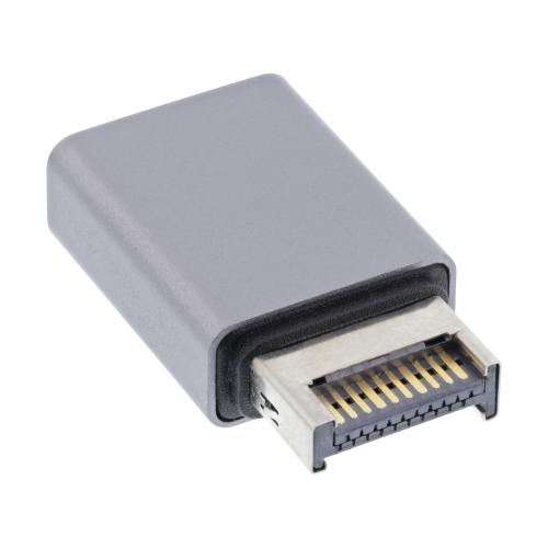 Preview: InLine® USB 3.2 Adapter, intern USB-E Frontpanel Stecker zu USB-C Buchse
