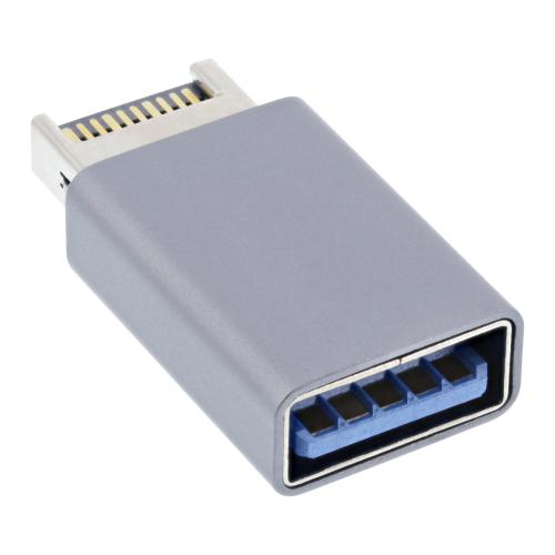 InLine® USB 3.2 Adapter, intern USB-E Frontpanel Stecker zu USB-A Buchse