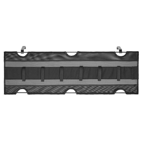 Preview: Ablagenetz für Untertisch-Montage, mit Klettlaschen, Schwarz, 910 mm