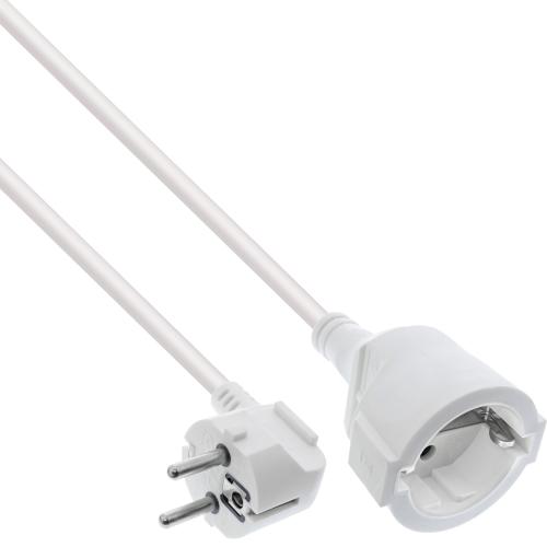 InLine® Strom-Verlängerung Schutzkontakt Stecker gewinkelt / Buchse, weiß, 1,5m