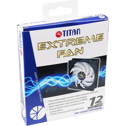 Preview: Titan TFD-12025H12ZP/KE(RB) Lüfter 120x120x25mm, Extreme Silent Fan, mit PWM, leise
